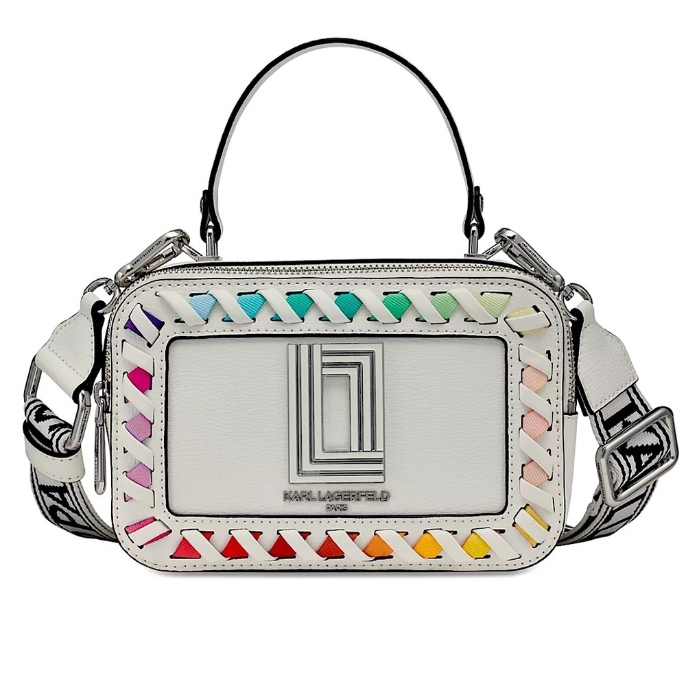 Karl Lagerfeld Simone Rainbow Stitch Camera Crossbody Bag New